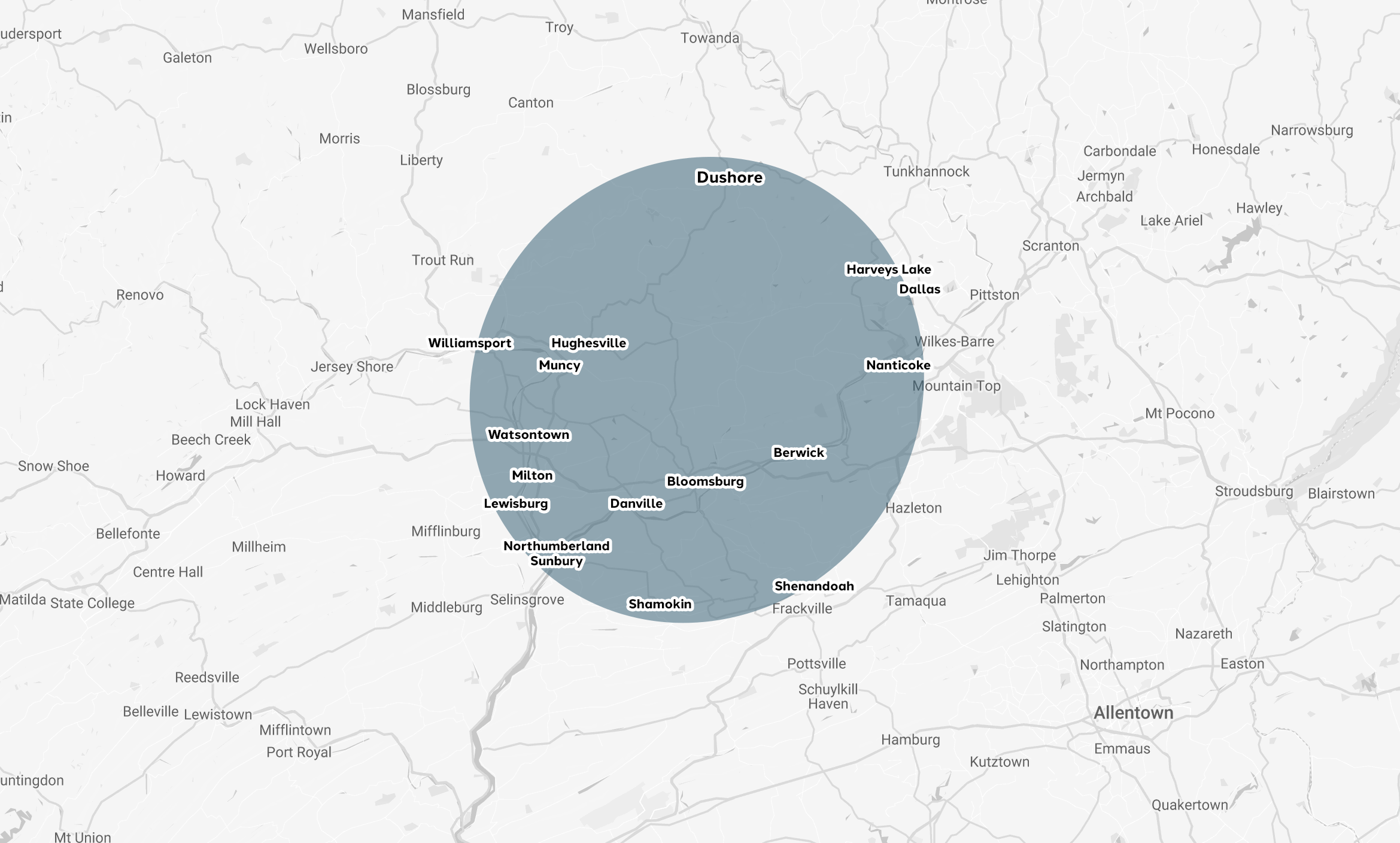 Map highlighting central Pennsylvania towns.
