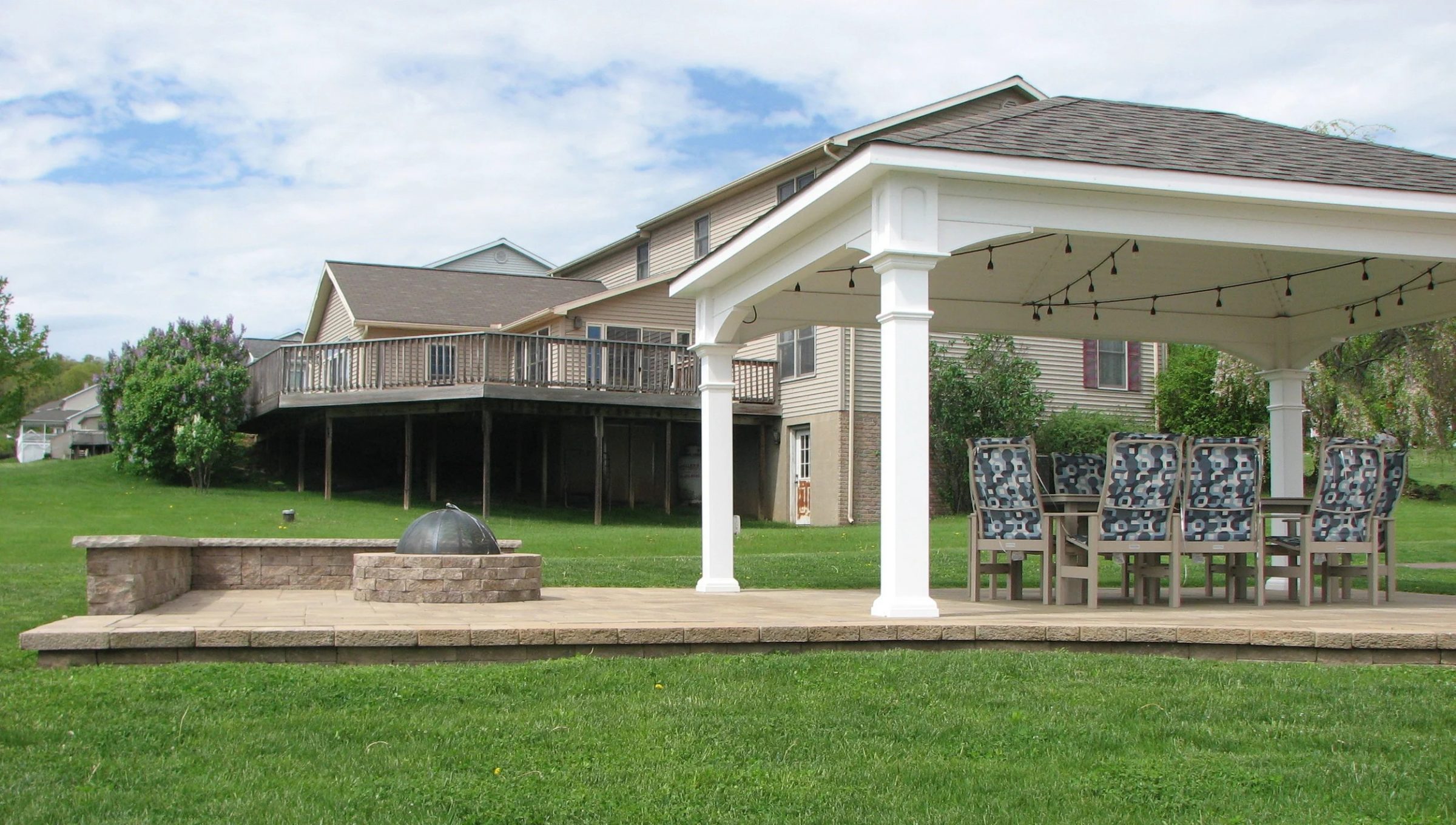 Outdoor patio with gazebo and chairs